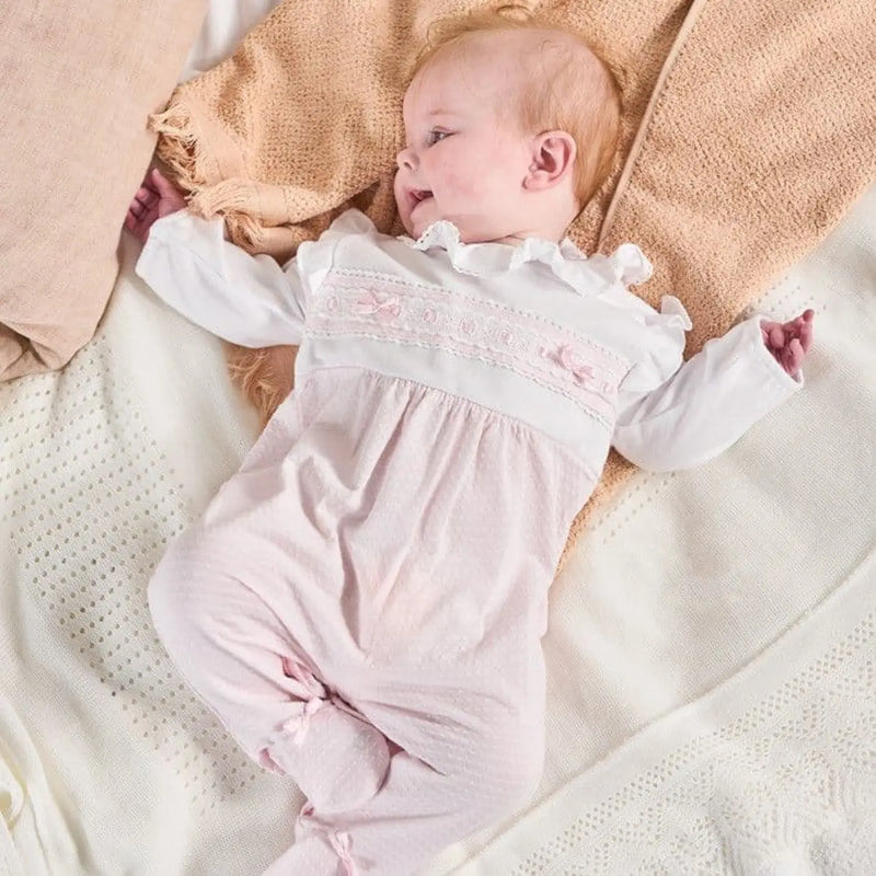 Dandelion Ruffles & Lace Babygrow - Pink