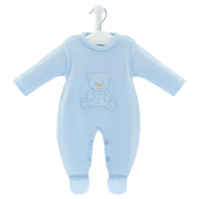 Dandelion blue teddy bear babygrow - a4548.