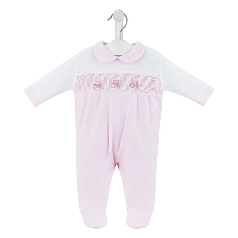 Dandelion Tractor Babygrow - Pink.
