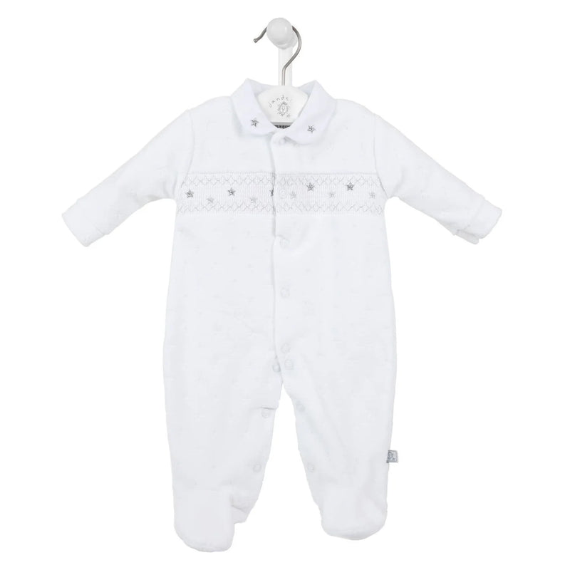 Dandelion Velour Babygrow - White