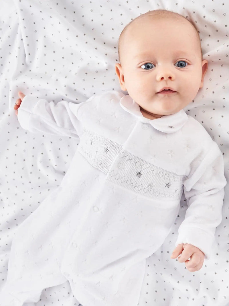 Dandelion Velour Babygrow - White