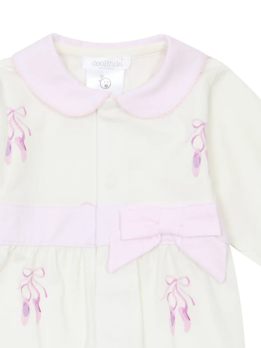 Closer view of the Deolinda ballerina babygrow.