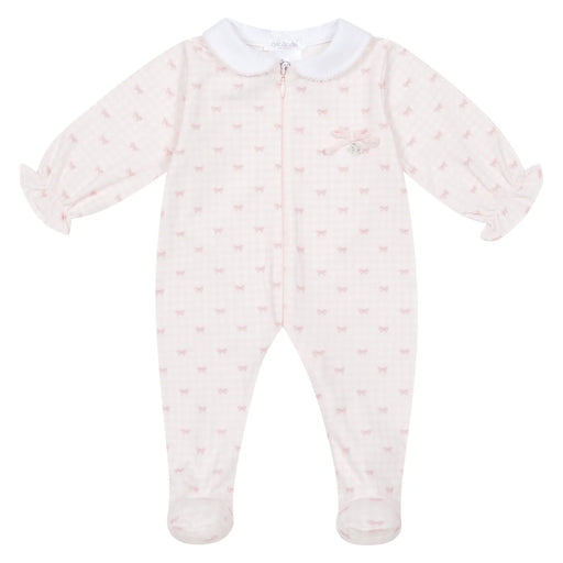 Deolinda pink gingham bow babygrow - 26113.