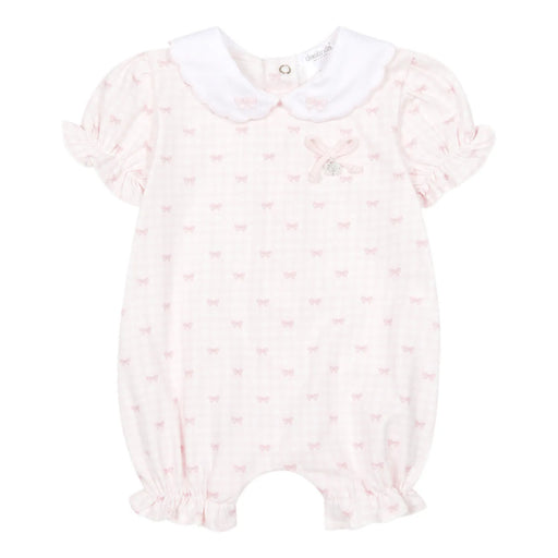 Deolinda pink gingham bow romper - 26728.