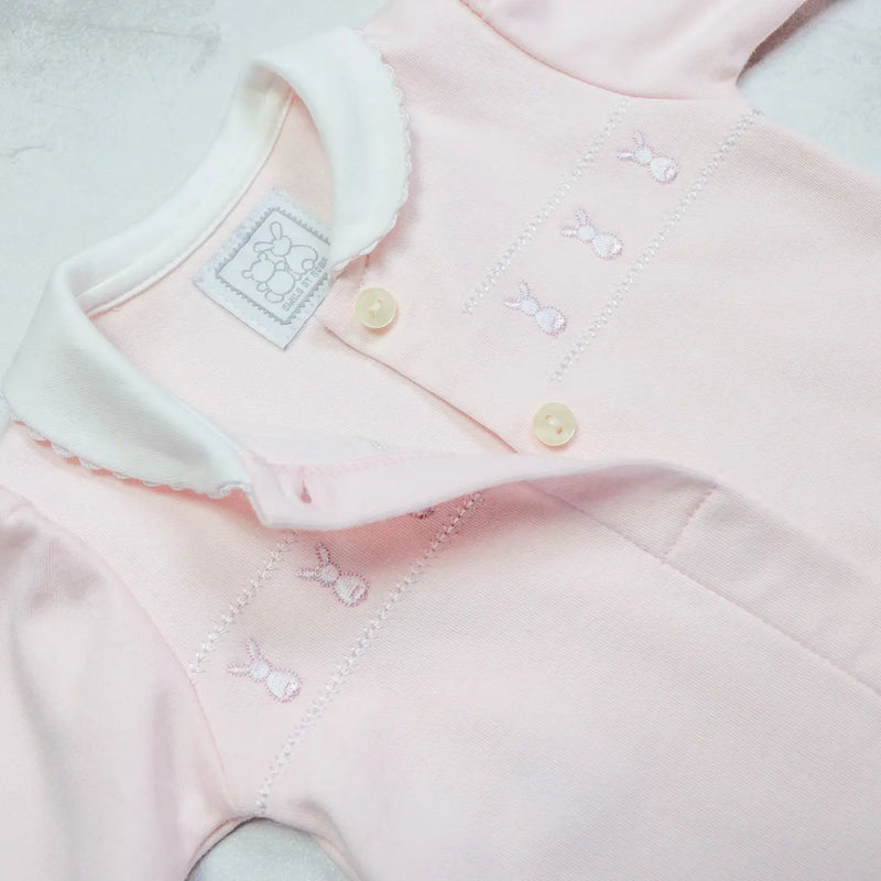 Emile et Rose helen babygrow with bunny rabbit embroidery.