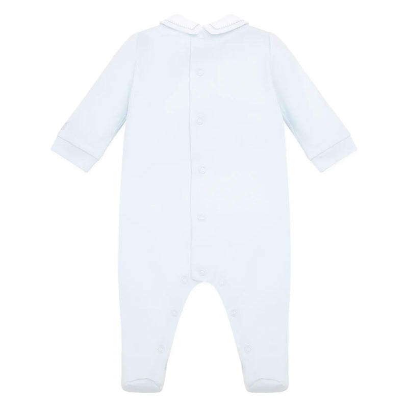 Back of the Emile et Rose blue jack babygrow.