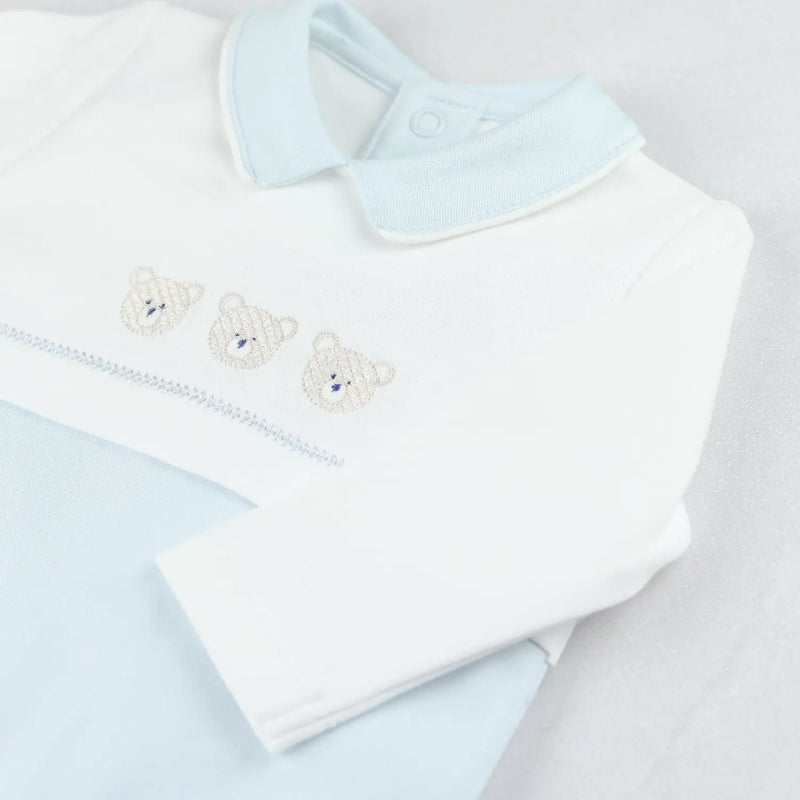 Closer view of the Emile et Rose jasper babygrow.