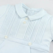 Blue Emile et Rose babygrow with pleats on the chest.