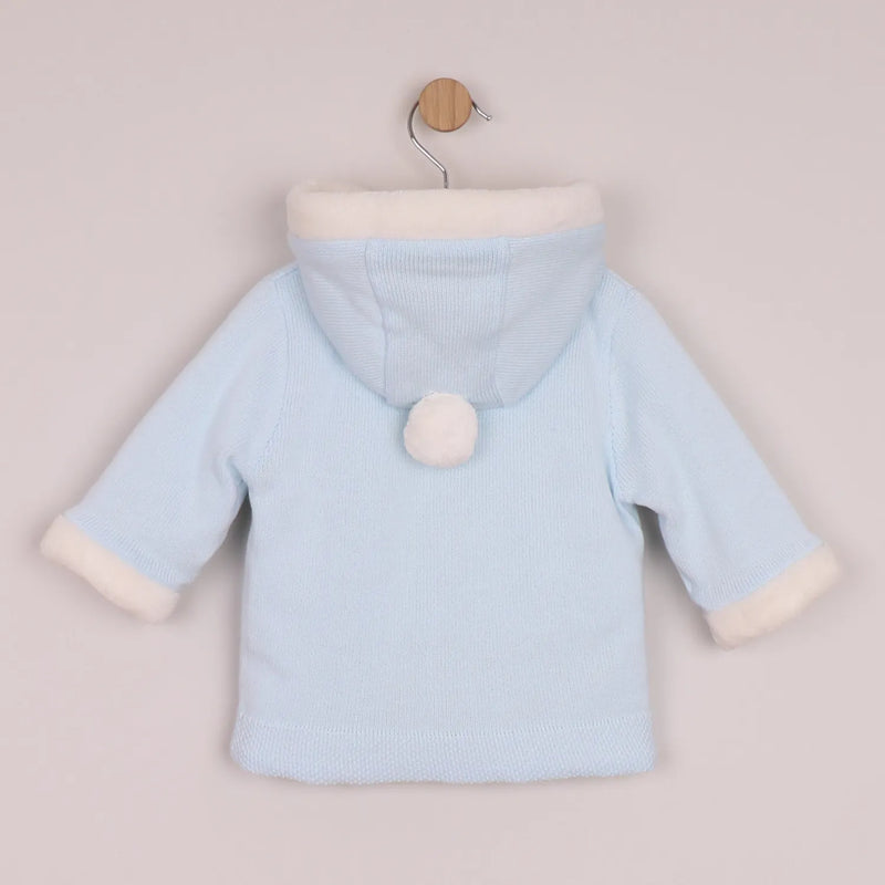 Back of the Emile et Rose blue kai knitted jacket.