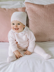 Baby girl wearing the Emile et Rose kaitlin leg warmer set.