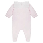 Rear view of the Emile et Rose pink katie babygrow.