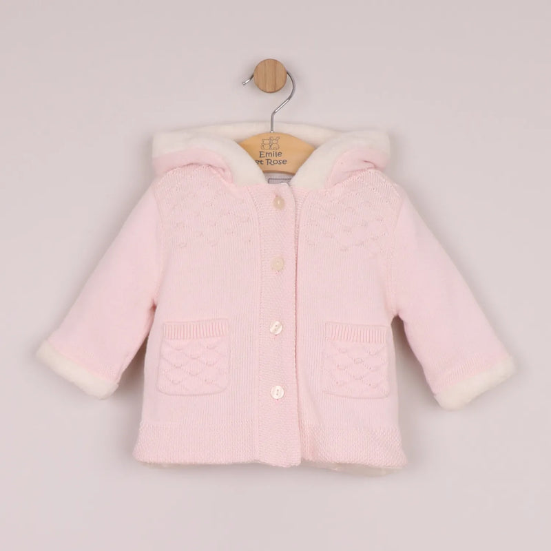 Emile et Rose pale pink kitty knitted jacket - 9335.