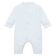Rear view of the Emile et Rose blue kristian romper.