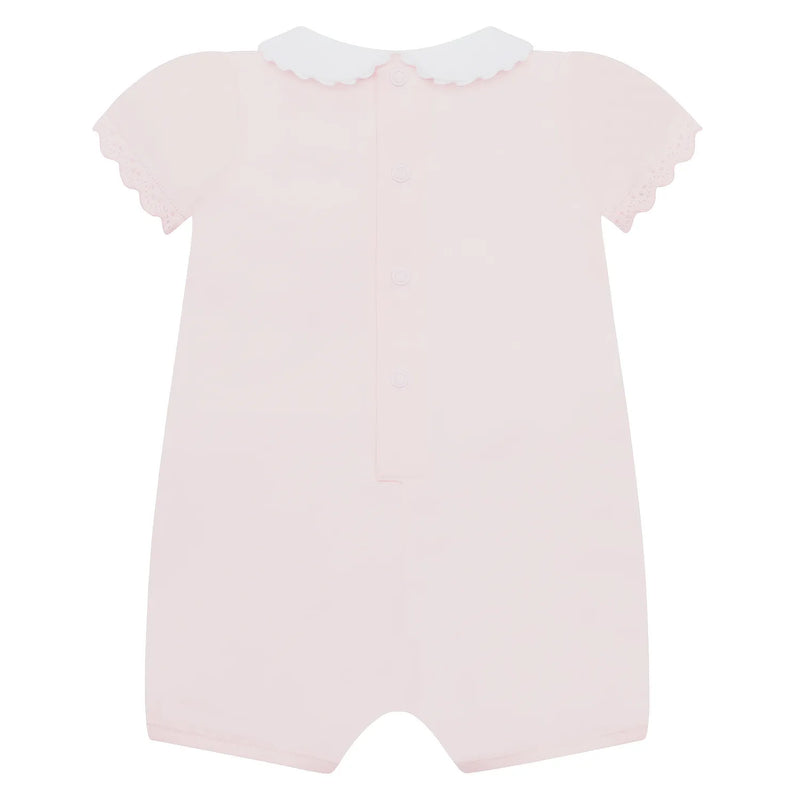 Back of the Emile et Rose pink louise romper.