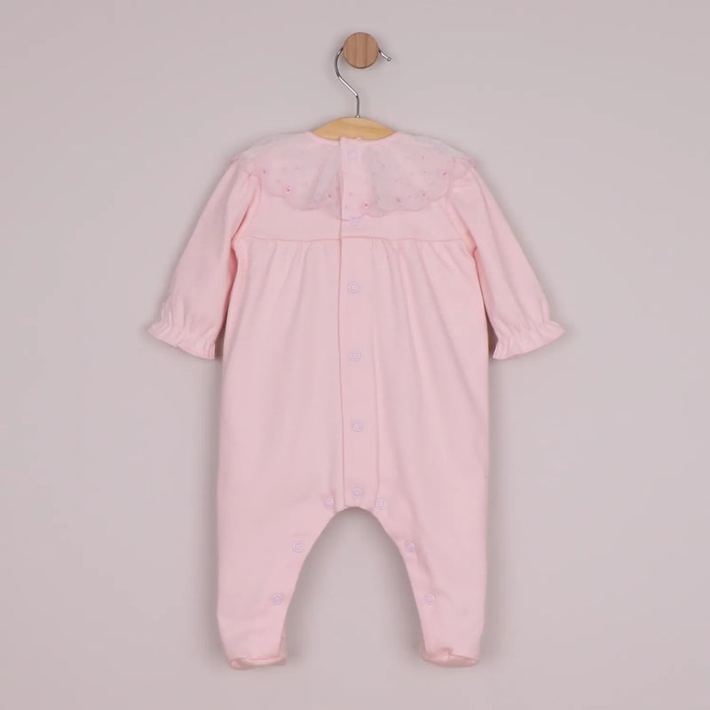 Back of the Emile et Rose pink mabel babygrow.