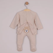 Back of the Emile et Rose beige marco leg warmer set.