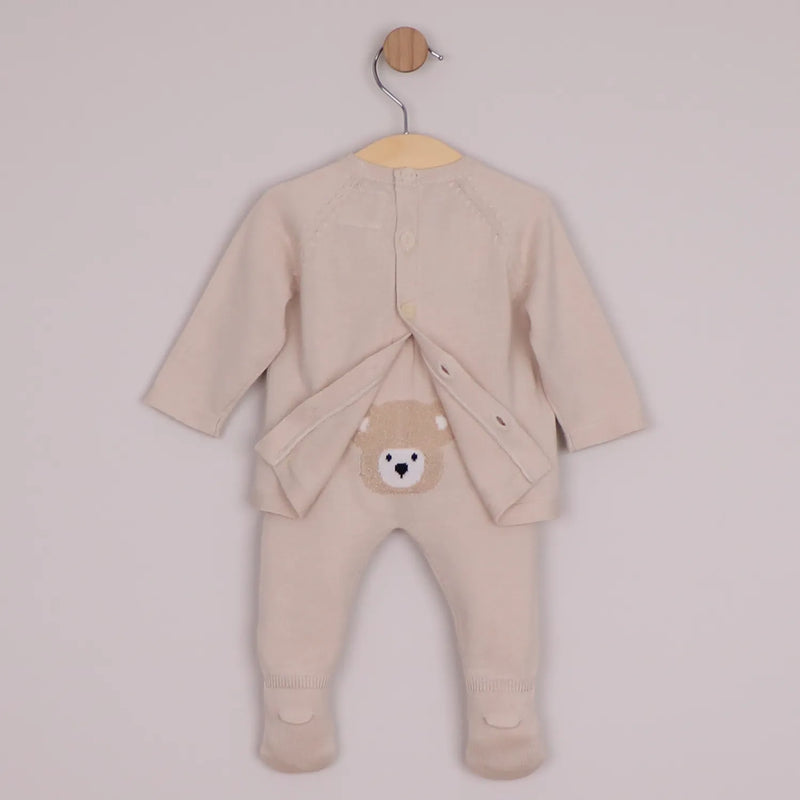 Back of the Emile et Rose beige marco leg warmer set.