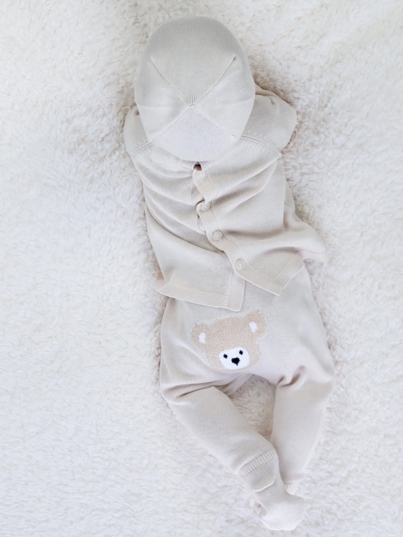 Emile et Rose marco leg warmer set with teddy bear design on the back.