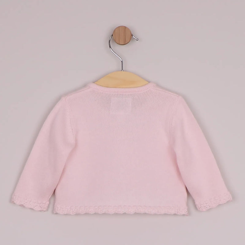 Back of the Emile et Rose pink margot knitted cardigan.