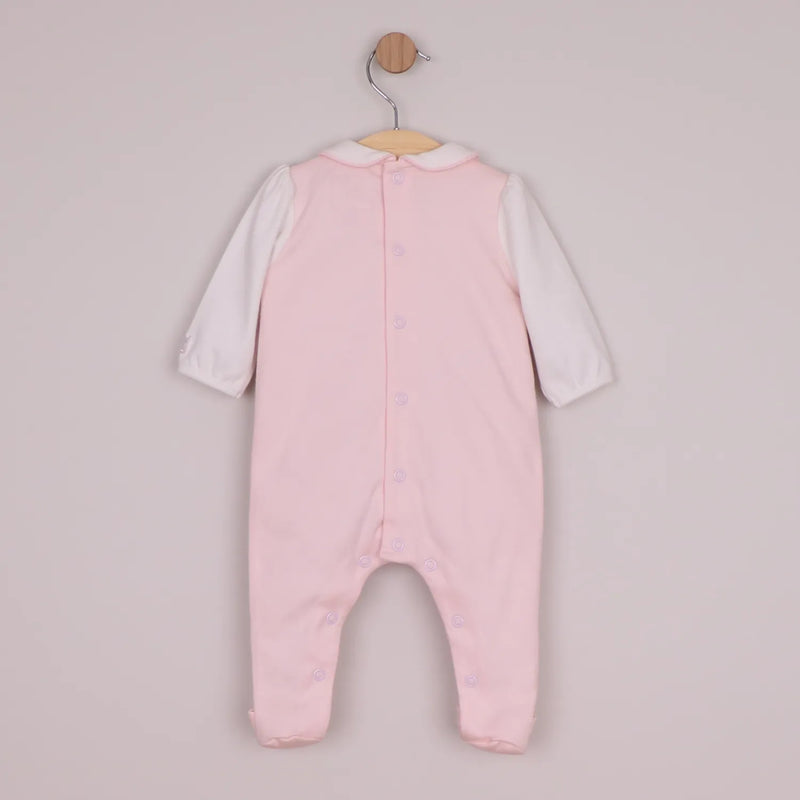 Back of the Emile et Rose pink maya babygrow.