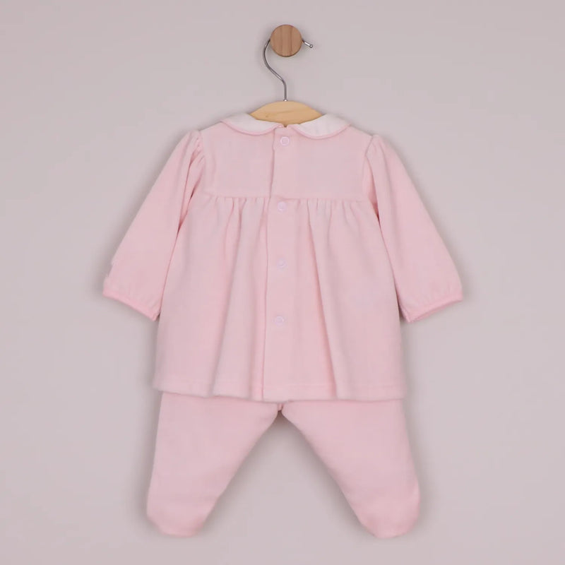 Back of the Emile et Rose pink michelle leg warmer set.