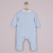 Back of the Emile et Rose blue miles babygrow.