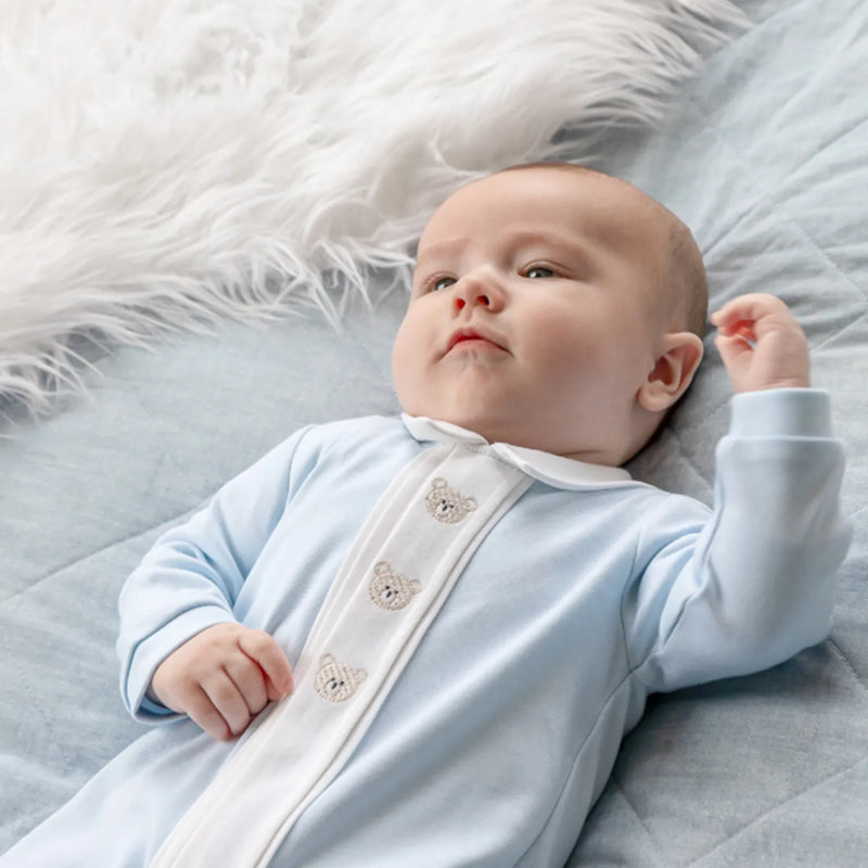 Closer view of the Emile et Rose miles babygrow.