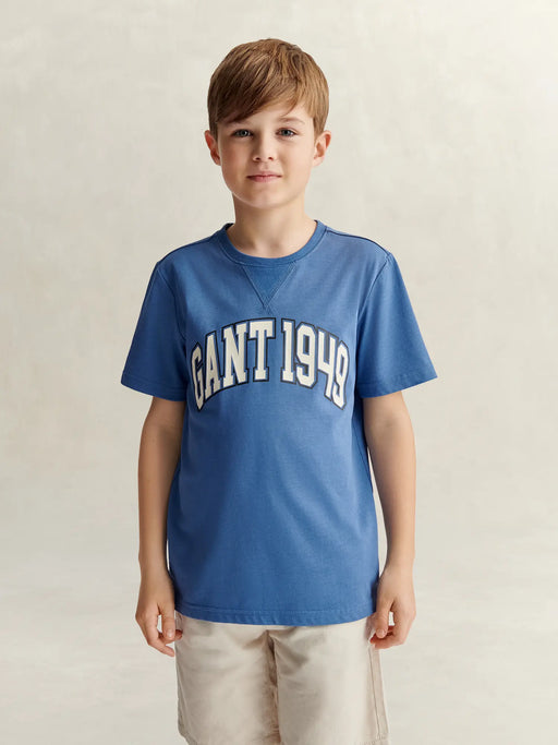 Closer view of the GANT varsity t-shirt.