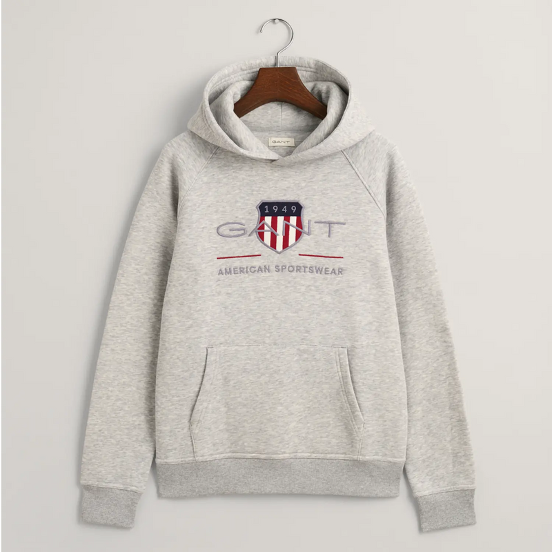 GANT grey archive shield hoodie - 806784.