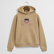 GANT boy's dark khaki archive shield hoodie - 806784.