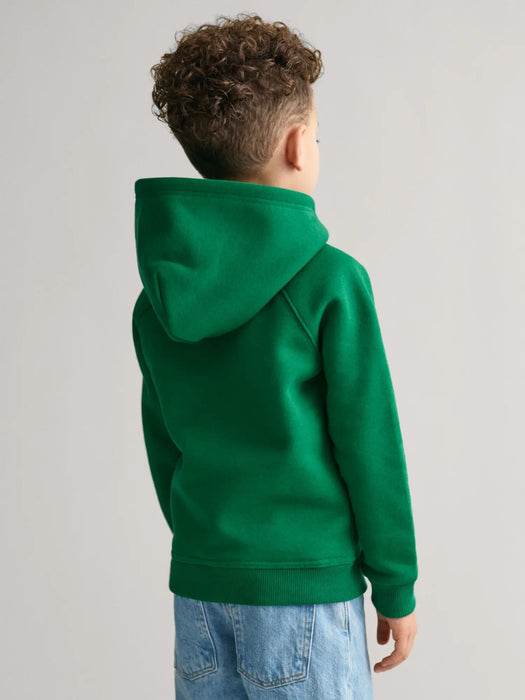 Back of the GANT green archive shield hoodie.