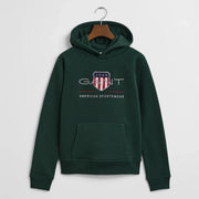 GANT boy's tartan green archive shield hoodie - 806784.