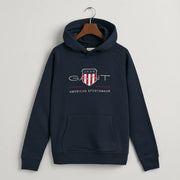 GANT navy archive shield hoodie - 806784.