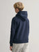 Back view of the GANT navy archive shield hoodie.