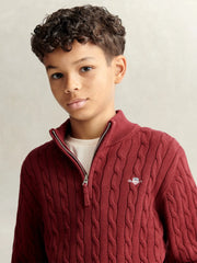 Closer look at the GANT cable knit sweater.