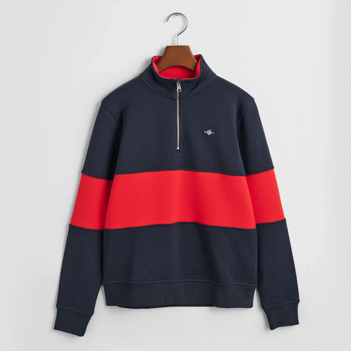 GANT boy's navy colourblock half zip sweatshirt - 906904.