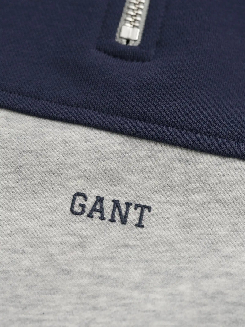 Closer view of the GANT colourblock sweatshirt.