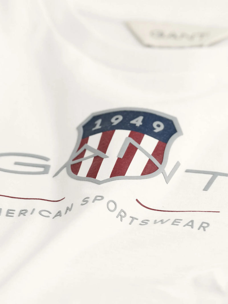 Closer look at the GANT long sleeve archive shield t-shirt.