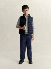Boy wearing the GANT gilet.
