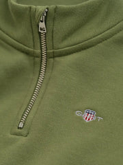 Closer view of the GANT half zip sweatshirt.