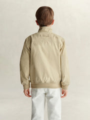 Back of the GANT light tan harrington jacket.