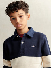 Closer view of the GANT knitted rugby shirt.