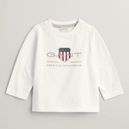 GANT white l/s archive shield t-shirt - 505185.