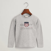 GANT grey l/s archive shield t-shirt - 805183.