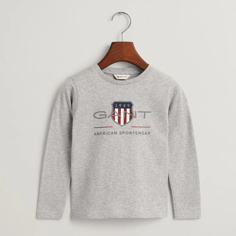GANT grey l/s archive shield t-shirt - 805183.