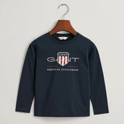 GANT navy l/s archive shield t-shirt - 805183.