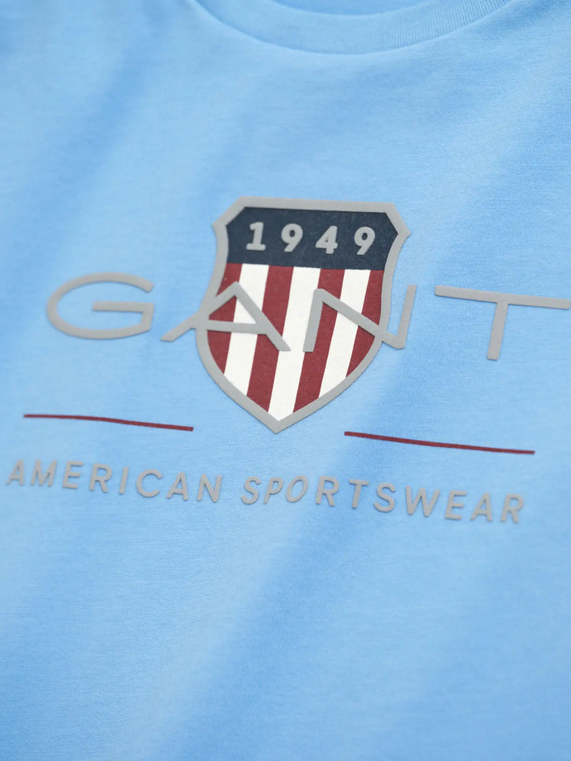 Closer look at the GANT long sleeve archive shield t-shirt.