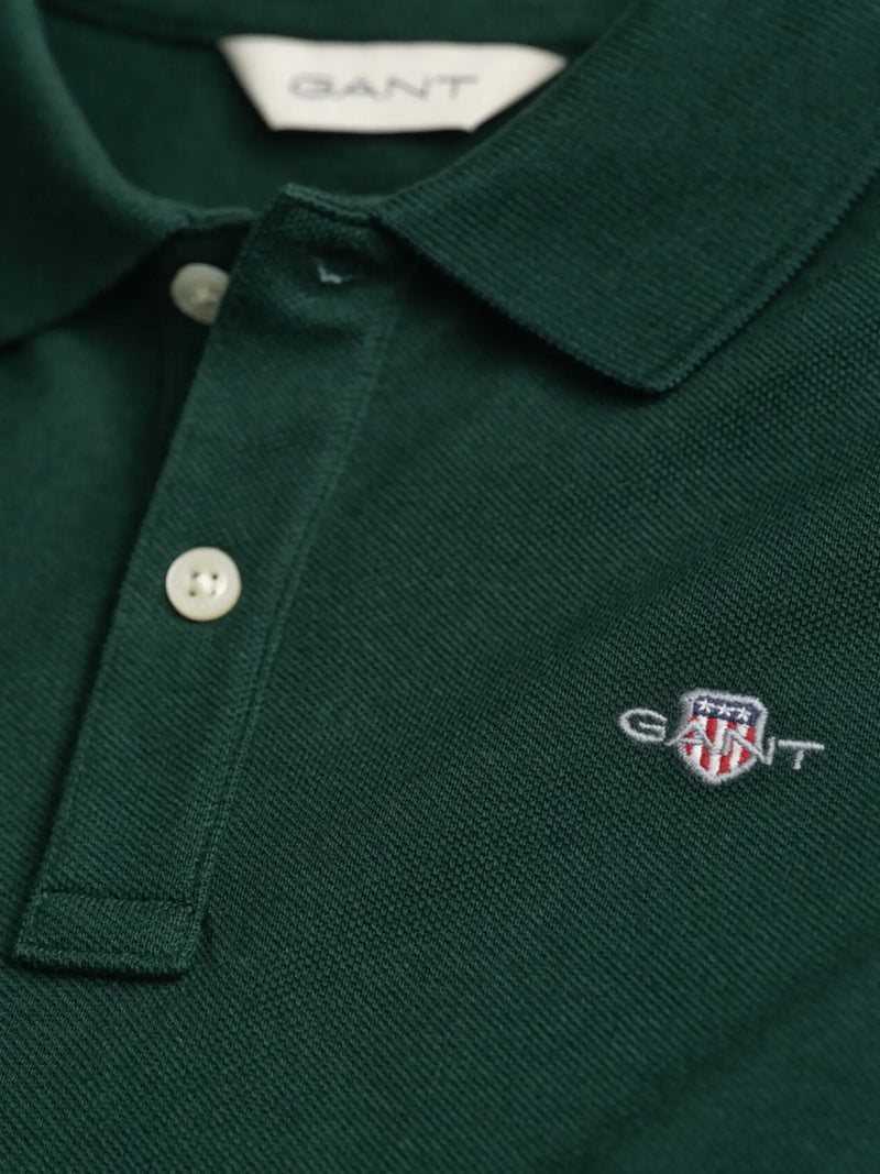 Closer view of the GANT long sleeve polo shirt.