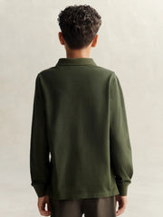 Back of the GANT green long sleeve polo shirt.