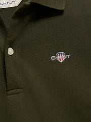 Closer look at the GANT long sleeve polo shirt.